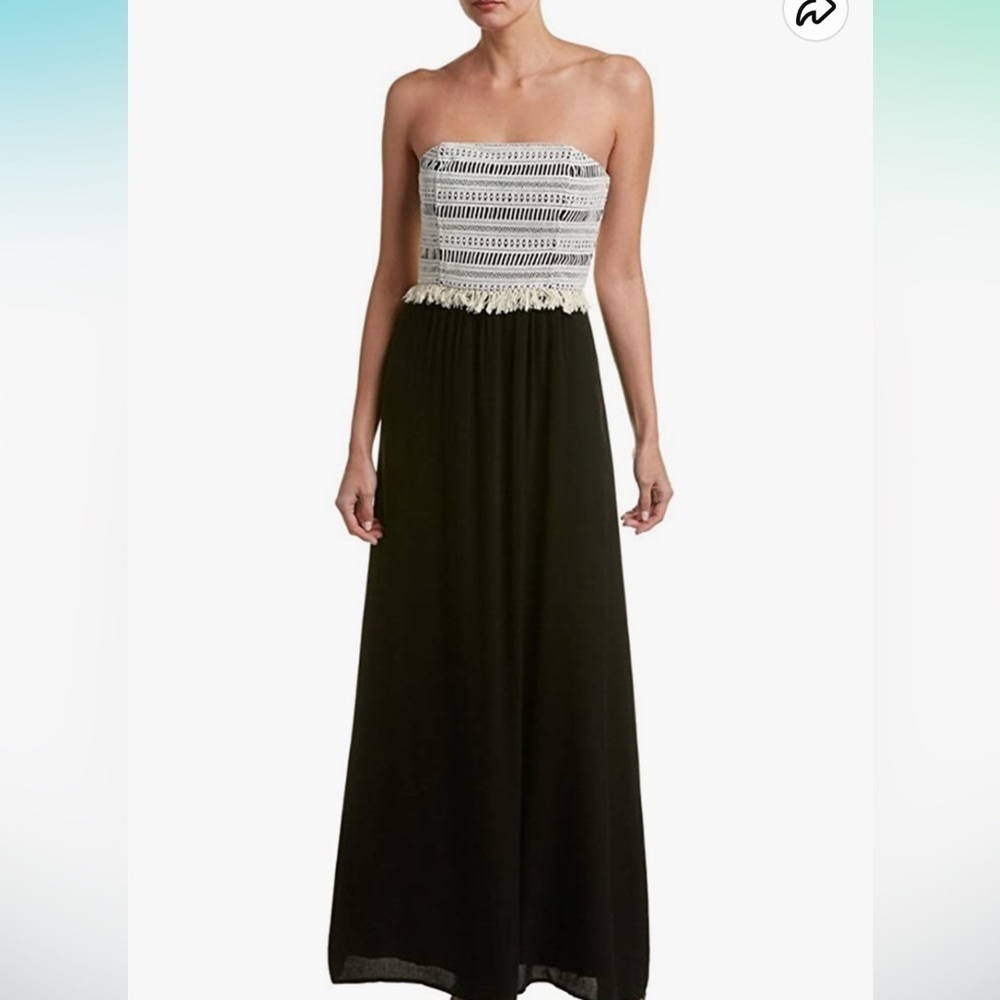 Ella Moss Black Maxi Dress with Cream Crochet Bodice